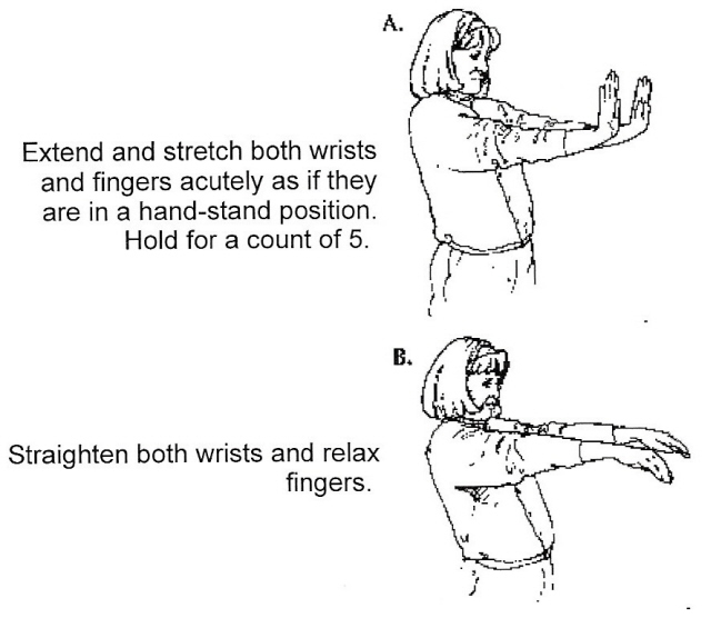 Diagram showing various wrist exercises