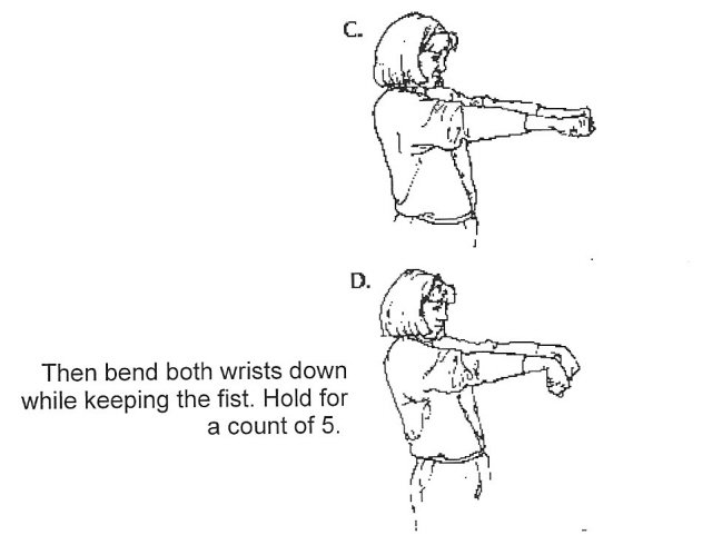 Diagram depicting wrist exercises